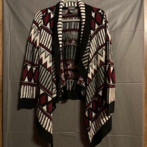 DOTS Red, Black, and White Aztec Cardigan
